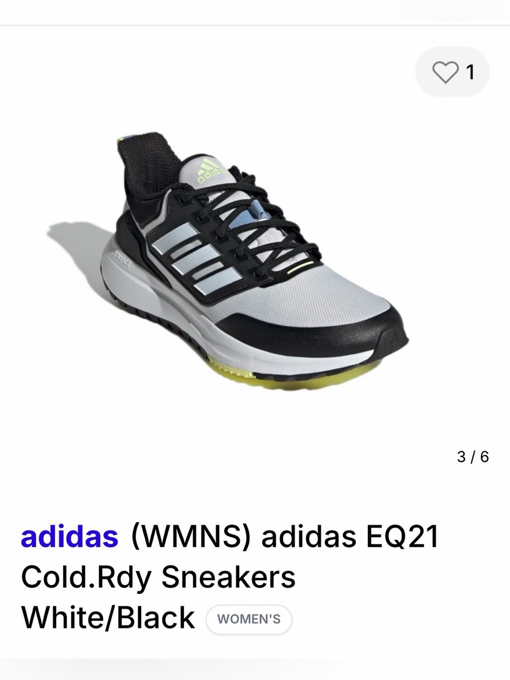 adidas Women’s White, Black & Neon Green Trail Sneakers